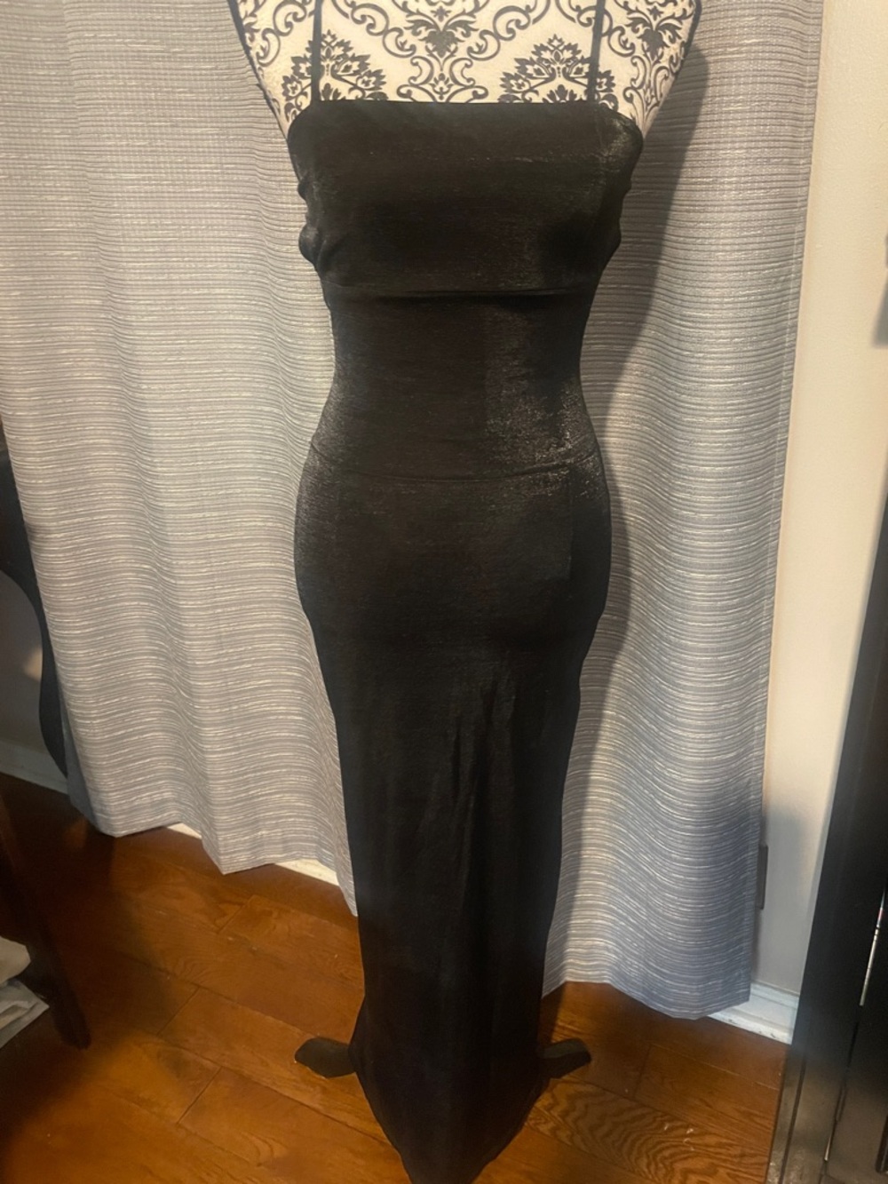 Sleek Black Maxi Dress with Spaghetti Straps